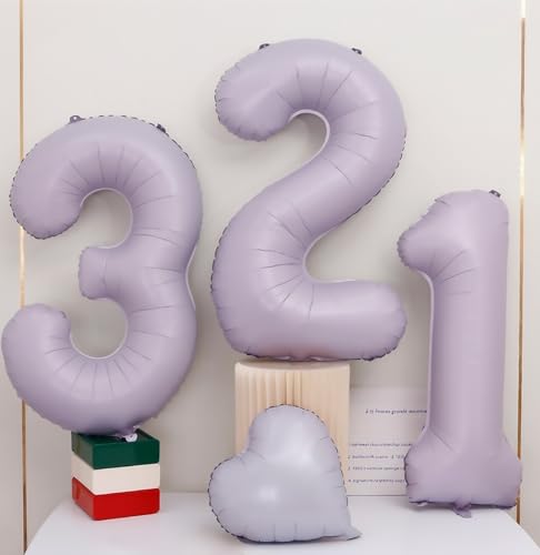 Image of Pastel Purple 3 Number Balloons,40 Inch Light Purple 3 Balloons Large Helium Foil Mylar Purple Number 3 Balloon for Birthday Party Anniversary Decorations