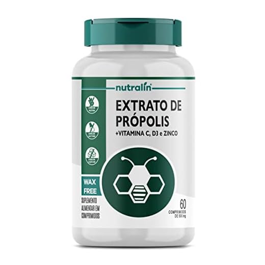 Nutralin Extrato De Própolis Com Vitamina C + Vitamina D3 + Zinco 60 Comprimidos