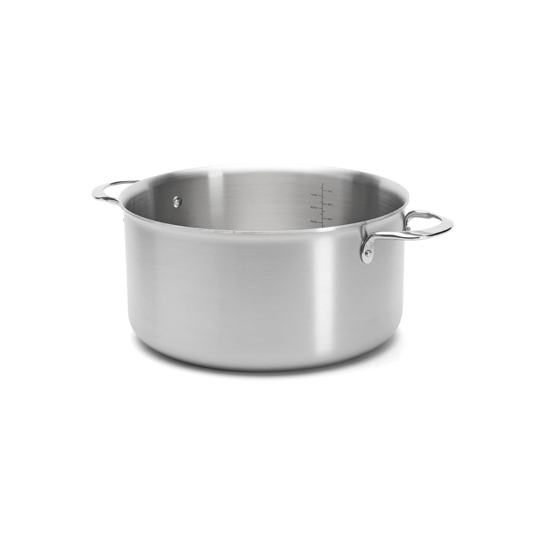 De Buyer - Faitout couvercle en inox 3 couches ALCHIMY - 28 cm - Fabriqué en France, Maîtrise de la Cuisson, Inox 18/10, Tous Feux + Four, Finition Poli Brossé, Gris
