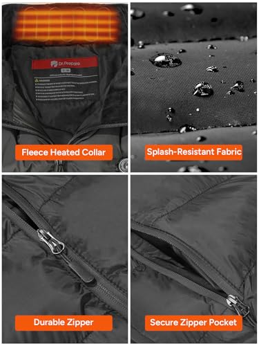 Image of DR.PREPARE Heated Vest, Unisex Heated Clothing for Men Women, Lightweight USB Electric Heated Jacket with 3 Heating Levels, 6 Heating Zones, Adjustable Size (Battery Pack Not Included)