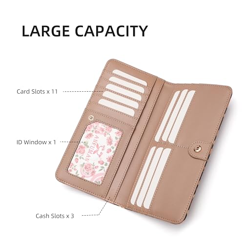Rfid Slim Wallet for Womens Thin Card Holder Travel Wallet Bifold Clutch Long Ladies Billfold Blue Bird4
