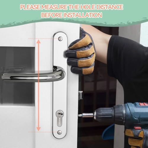 Bwintech 1 Set Polished Chrome UPVC Door Handle Set Stainless Steels 304, 92mm Backset, 210mm Screw Hole Distance, 243mm Plate Length Front Door Handles for UPVC Door - Image 4