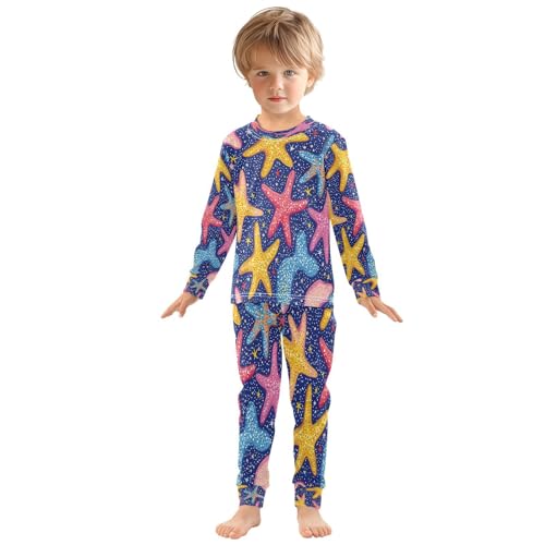 Pajama Sets Long Sleeve Colorful Starfish Soft Comfy Sleepwear 2 Piece PJS 3-8T2