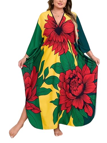 Image of Kaftan Dress for Women - Plus Size Caftan Maxi Beach Dress Moo Moos Loungewear, Swimsuit Cover Up for Beach, Pool or Vacation