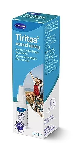TIRITAS Wound Spray 50 ml – Spray Limpieza de Heridas sin Dolor, Hidratante, para Niños y Adultos, Irrigación Suave, Cuidado Rápido y Eficaz