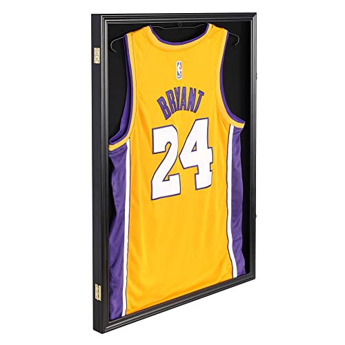 Pro Collector's Jersey Display Case Frame Large Sport Shadow Box Pro 98% UV Protection for Baseball Basketball Football Soccer Hockey Memorabilia T-Shirt Uniform (Black Finish) - Thumbnail 3