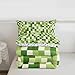 Manfei Green Pixelated Miners Comforter Set Twin Size,Geometric Video Games Bedding Set 2pcs,Cartoon Grid Plaid Down Comforter for All Season,Kids Boys Girls Room Decor,1 Pillowcase,No Sheets