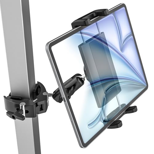 Kolasels Golf Cart Tablet Mount, Caddie GPS Golf Tablet Holder with 360° Rotating Metal Arm, iPad Golf Cart Mount, Compatible with iPad Pro, Air, Mini, Galaxy Tabs, 4.7-12.9