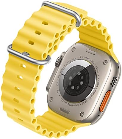 Compatible for Apple Watch Ocean Band,Fluoroelastomer Titanium Buckle Adjustable Loop Sport Strap for Apple Watch Ultra 49 mm 38mm 40mm 42 mm 44mm 41mm 45mm Series Ultra/8/7/6/SE/5/4/3/2/1 Yellow