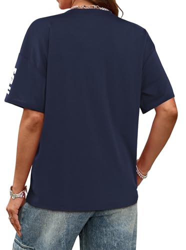 Image of LovelyWholesale Women's Oversized V Neck Jersey Shirts Summer Football Graphic Tee