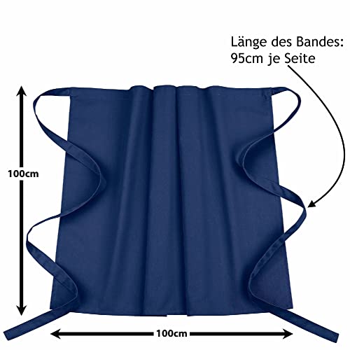 DESERMO Premium Vorbinder 100cm x 100cm (L X B) - Hochwertige Profi-Schürze für Frau und Mann - Innovative Mischung aus Baumwolle und Polyester - 220g/m² (Marineblau) – Bild 3