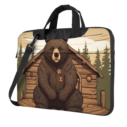 Sac pour ordinateur portable Rustic Lodge Bear : protégez votre pc avec cette poignée robuste