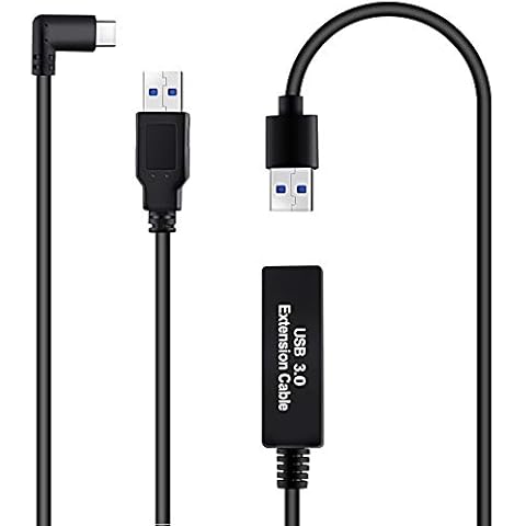 1 Set 8m/26ft Stable Data Cable Compatible for Oculus Quest Link Steam VR Headset, Active USB 3.0 Extension Cord(5m) with Enhanced Relay Amplifier Chip and Type A to C USB 3.2 Gen 1 Cable(3m) Cover