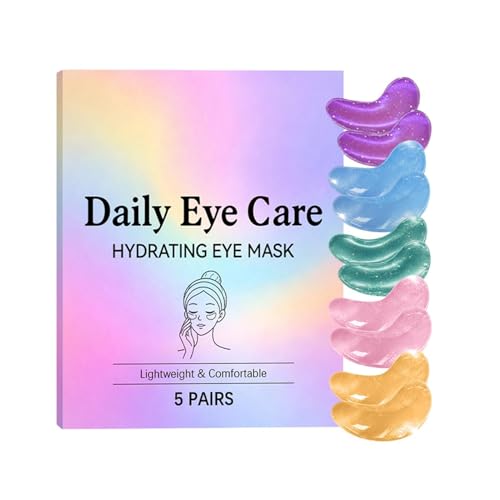 Eye Gel Pads - 5 Pairs Gentle Hydrating Firming Relief,Women Skin Care Under Eye Lightener,for Dry Sensitive Skin Care Morning Night Travel Relaxation Makeup Massage
