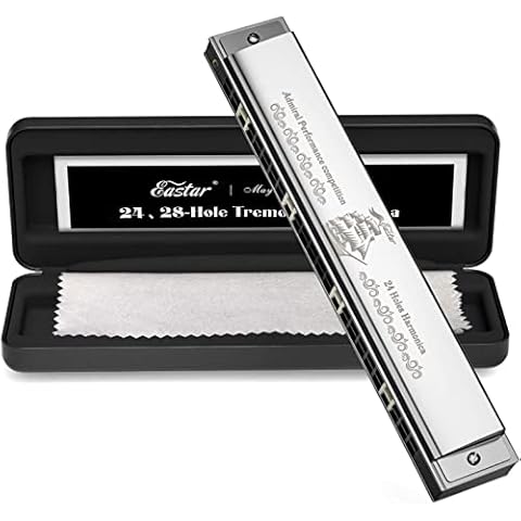 Eastar Armónica de Trémolo de 24 Orificios con Estuche y Tela Cover
