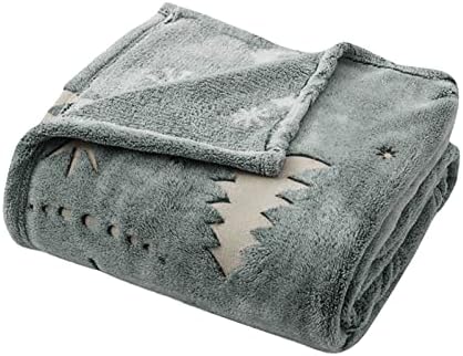 Glow in The Dark Blanket, Soft Fluffy Warm Luminous Christmas Blanket Cute Christmas Throw Blanket for Kids Teens Boys Girls Bed Couch Sofa Home Bedroom Living Room Indoor Decoration (Grey, Small)