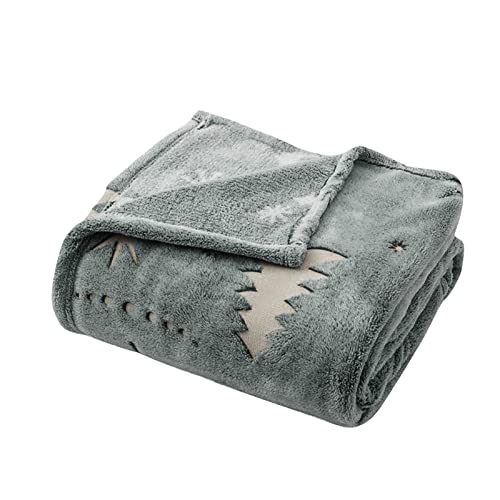 IKFIVQD Manta cálida de invierno, patrón de árbol de Navidad, brilla en la oscuridad, suave, cálida, cómoda, brillante, manta para cama, sofá, manta (gris, XL) Cover