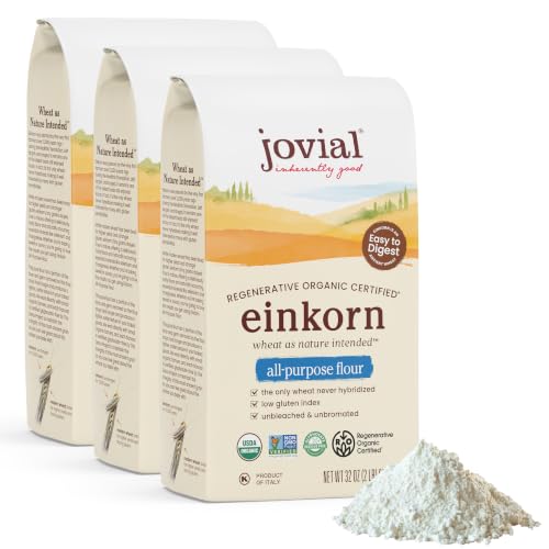 Image of Jovial Organic Einkorn Unbleached All Purpose Flour, Non-GMO, 32 Oz, 3 Pack | Bread Baking Flour for Sourdough, High Protein, Organic Pizza & Pasta, European Italian, Glyphosate Free