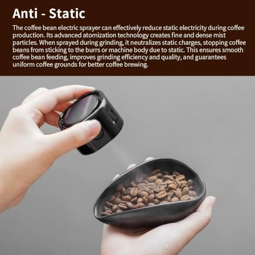 Image of watchget 20ml Coffee Bean Atomizer Rdt Sprayer for Reducing Coffee Power Static with Magnetic base, Portable Electric Nano-Atomizer Rechargeable Espresso Sprayer with Orange Silicone Case, Black