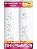 NYK1 Sulfatfreies Haarshampoo und Conditioner (Starter-Set, 125 ml x 2), sulfatfreies Shampoo und Conditioner-Sets für Extensions, Farb- und Keratin-Behandlung, sulfatfreies Shampoo und Spülung