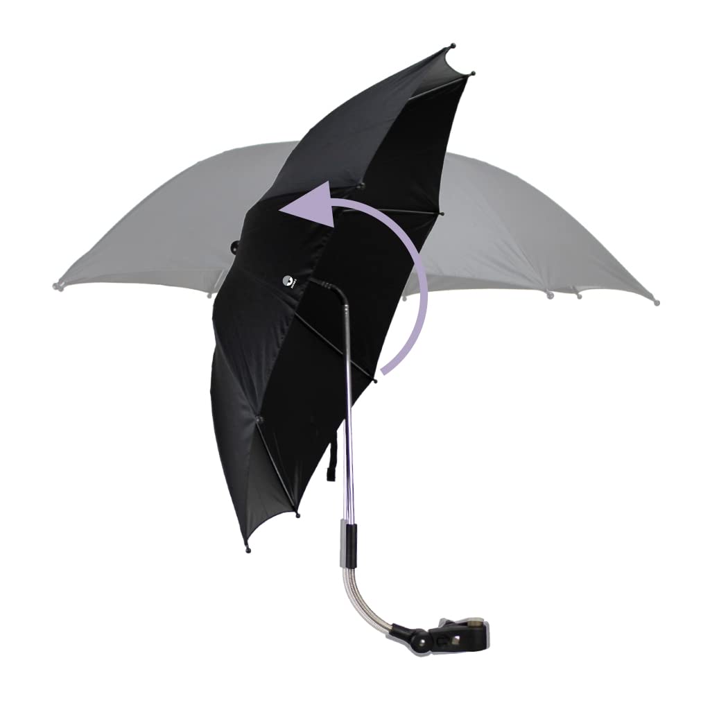 Dooky Ombrellone per carrozzina/passeggino/passeggino, protezione UV UPF 50+, flessibilità 180 gradi con tecnologia Duo Flex, antivento e impermeabile, 100% poliestere, portata 76 cm, beige foglie