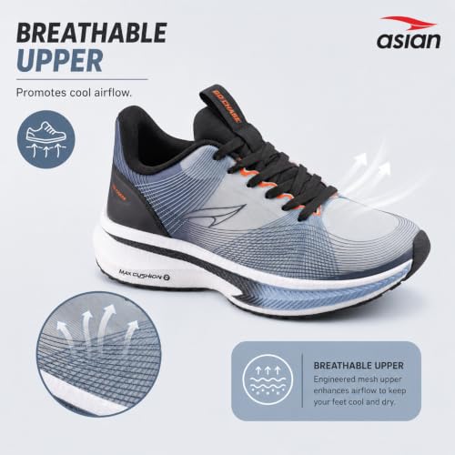 Image of ASIAN Hypercushion-09 Men's Running Shoes with Max Cushion Sole, Lace-Up Support, Lightweight Design for Running & Training