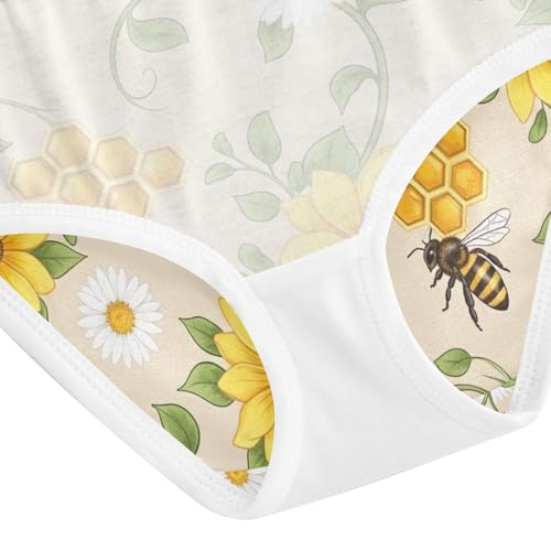 Toddler Briefs, Yellow White Flowers Cotton Underwear Girls, 2–8 Years4