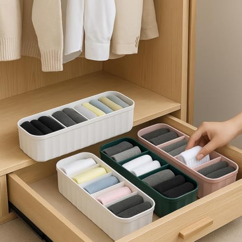 Image of Drawer Organizers for Undergarments, Socks, Bras, Ties, Scarves, Wardrobe Storage Box Kitchen Tools,out door tools(4 Pcs, Multicolor)