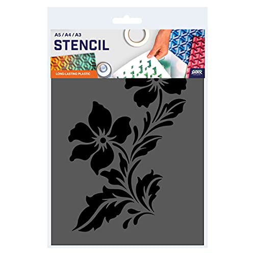 QBIX Pochoir fleur - Pochoir fleurs sauvages - Pochoir deux fleurs - Taille A5 - Pochoir bricolage réutilisable pour enfants, pour peinture, pâtisserie, travaux manuels, mur, meubles - Image 4
