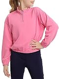 MERIABNY Pink Sweatshirts for Girls 11 12 Years Old Pullover Sweater With Quarter-Zip Long Sleeve Fa