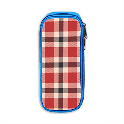 Preisvergleich Produktbild Classic-Plaid Pencil Pen Case Beuteltasche Student Stationery Office Kosmetische Schminktasche Aufbewahrung Blau