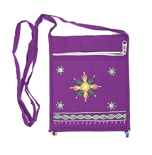 srishopify handicrafts Rakhi Gift For Sister Cotton Side Bags Handmade Traditional Mobile Sling Bags for Women Cross Body Stylish Girls Embroidery 10 Inch Multicolor