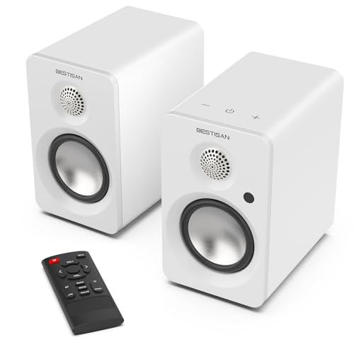 BESTISAN Bluetooth Bookshelf Speakers, 30W X 2 Powered TV Speakers with 3 Inch Woofer, Turntable Speakers with ARC/AUX/Type-C/Bluetooth 5.4/Subwoofer Line Out for PC and TVs