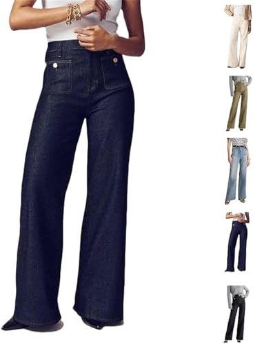 Oprah's Favorite Jeans, Tummy Control Sailor Wide Leg Trouser, High Waisted Cropped Denim Pants, Jeans for Women Trendy3