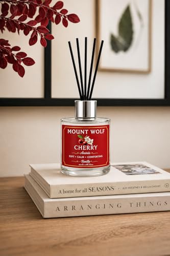 Image of Cherry Vanilla Reed Diffuser 50ml - Premium Room Freshener with 5 Black Reed Sticks | Long-Lasting Sweet & Calming Fragrance for Home, Office, Bathroom & Car