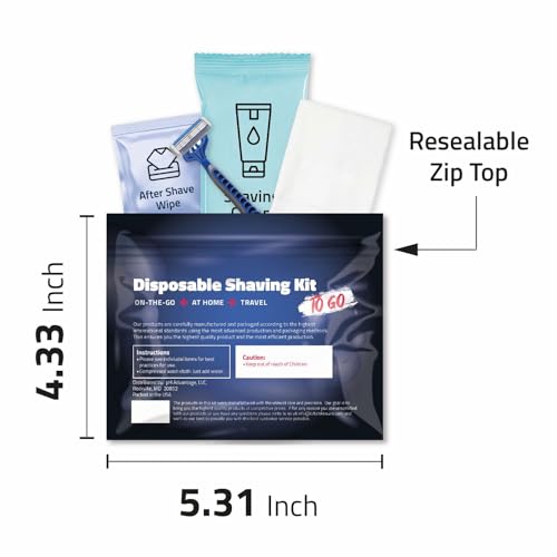 Compact Shaving Kit – Travel Shaving Essentials for Men & Women | Includes Disposable Razor, Shaving Cream, Washcloth & Aftershave Wipe | Hygiene Kit for Travel, Work & Emergencies (Black) - Thumbnail 7