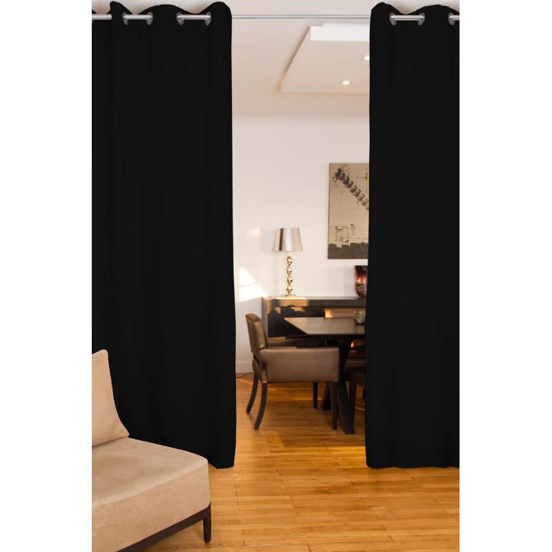 Moondream4-in-1 Soundproof Room Divider Curtain | Noise Reduction | Thermal Insulation | 100% Blackout | Patented Technology | Made in Europe | Velvet | Grommet | 52" W x 95" L | Black - Black MC710
