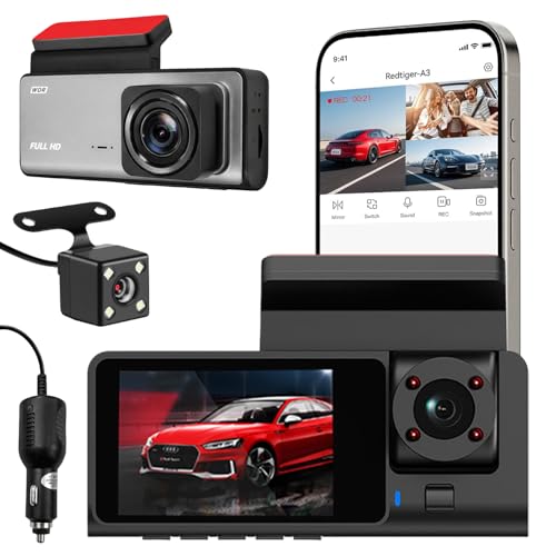 Best Budget Dash Cam 2026 Under $100 – Incredible Value Picks FABTEC A7 3 Channel HD WiFi Car Dash Cam 1296p Front + 1080p Rear + 1080p Inside Cabin Loop Recording Dash Camera Support Upto 32GB Memory Card & WiFi Mobile Link (Grey)