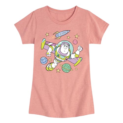 Disney - Toy Story 4 - Buzz Space Collage - Toddler & Youth Girls Short Sleeve Graphic T-Shirt