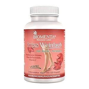 BIOMENTA Rotes Weinlaub – mit Rutin + Steinklee + Rosskastanie + Grüntee + Citrus Bioflavonoide + Vitamin C – vegan…