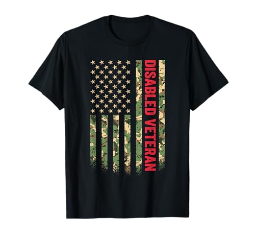Disabled Veteran American Flag Camouflage Camo Patriotic Vet T-Shirt