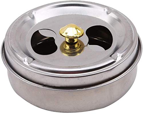 Preisvergleich Produktbild OKM Haushalts-Raucher-Set, Aschenbecherdeckel aus Edelstahl, vollständig geschlossen, drehbar, S.