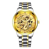 seiko quartz gold watch value 【Einzigartiges Design】 ----- Cooler Stil spezielle chinesische Stil Drachen Designer Armbanduhr, Luxus Gold großes Zifferblatt mit 3D Dragon Skulptur. Zifferblatt aus Mineralglas mit hoher Härte.