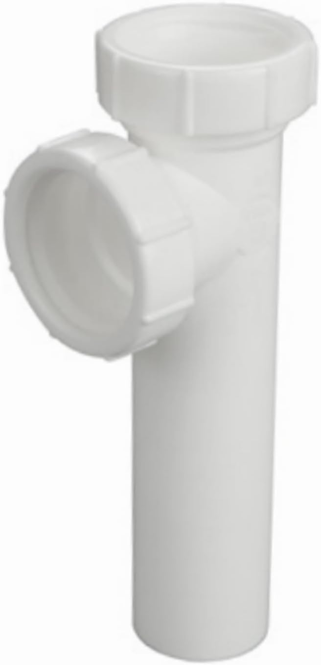 Highcraft Q21125 Plastic End Outlet Tee for Kitchen Sink and Bathroom Sink Tubular Drain Applications 1-1/2 Inch White
