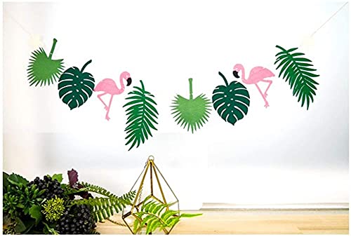XinYiC Guirlande de Feuilles Tropicales hawaïennes en Feutrine - Bannière sur Le thème de la Jungle et de la Plage - Décoration à Suspendre - Fanions de fête décoration Anniversaire - Vert - 3 m Cover
