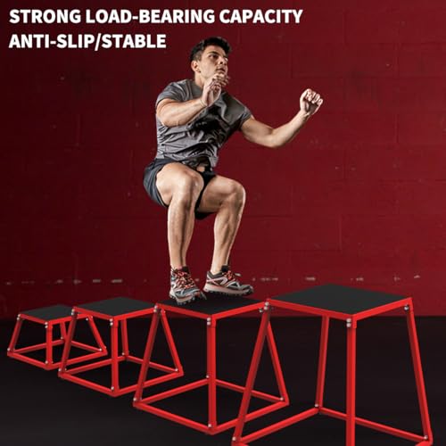 Plyometric Jumping Box, Steel Plyo Box for Exercise, Metal Exercise Step Up Box with Anti-Slip Surface for Home Gym Training