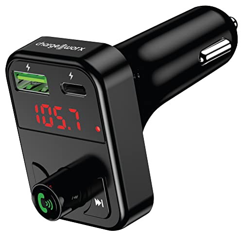 ChargeWorx FM Transmitter Bluetooth for Car, Fast USB-C and USB Car Chargers - Stream All Phone Music and Hands-Free Calls | Wireless Bluetooth Car Adapter | Stay Charged on The Go!