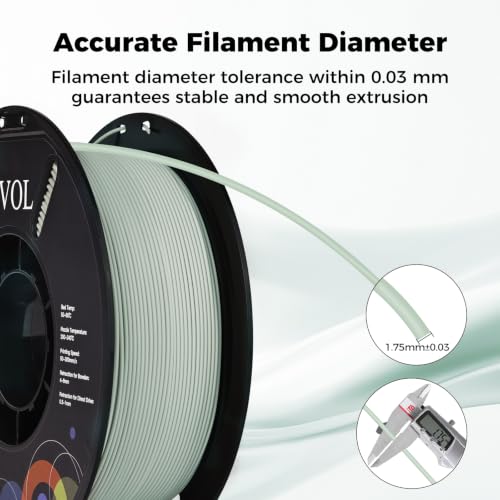 Image of Sovol 3D Printer Matte PLA Filament 1.75mm 1KG (2.2lbs), Milky Green Gray