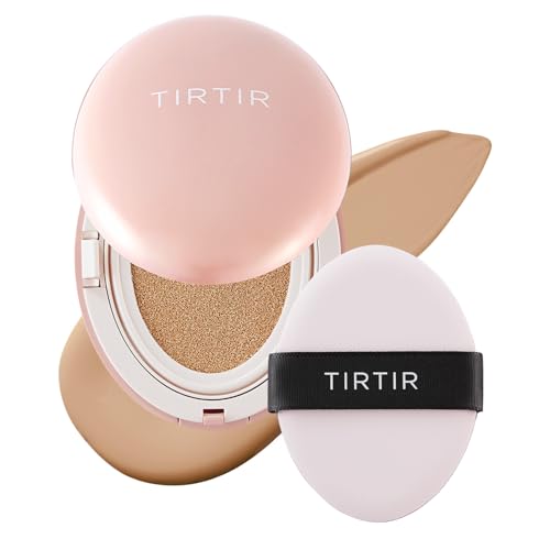 TIRTIR Mask Fit All Cover Pink Cushion Foundation | High coverage, Velvety Matte Finish, Lightweight, Flawless, Corrects Redness, Korean Cushion (#25N Mocha, Full Size, 0.63 Fl Oz)