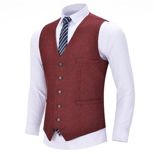 Men's Vest Solid Color V-Neck Wedding Business Birthday Party Work Suit Vest